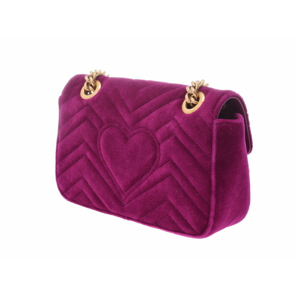 Gucci Velvet Fuchsia Shoulder Marmont Bag Pink GG